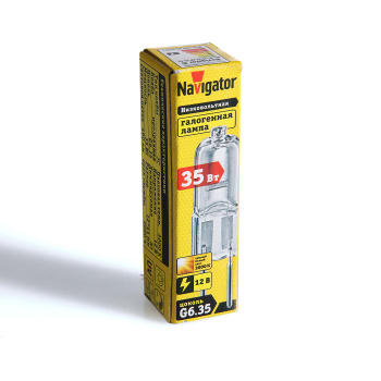 Лампа накаливания галогенная Navigator, GY6.35, капсула JC, 12 В, 35 Вт, 490 Лм, теплый белый свет