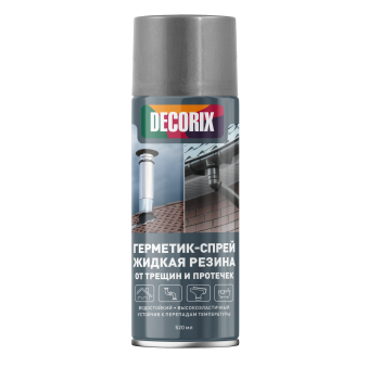 Герметик-спрей 520 мл DECORIX жидкая резина, от трещин и протечек, серый