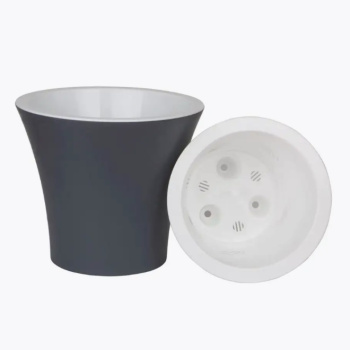 Кашпо пластм. "Сити" 3,3л d верха 20мм h175мм со вставкой Антрацит С20-12Б *1/5