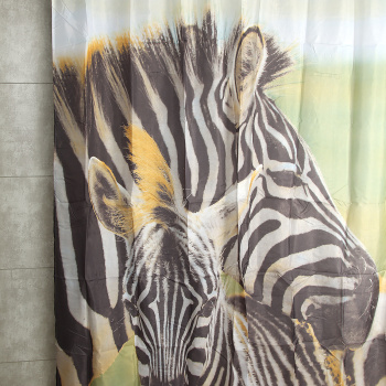 Штора для ванной Санакс Зебра, 180х1200 см, полиэстер, без колец Штора для ванной Санакс Зебра, 180х1200 см, полиэстер, без колец