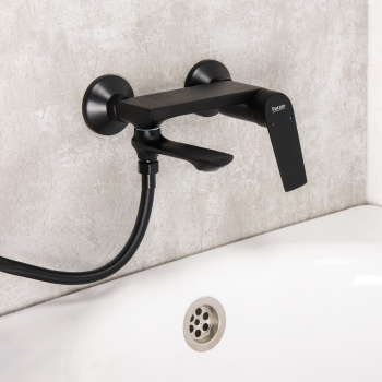 Смеситель для ванны "Potato" P30167-6 короткий излив (черный матовый) *1/10