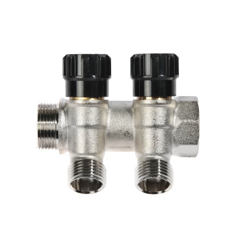 Коллектор СТМ, 2 выхода, с регулировочными вентилями, 3/4"х1/2"